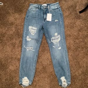Distressed Straight Leg Jeans